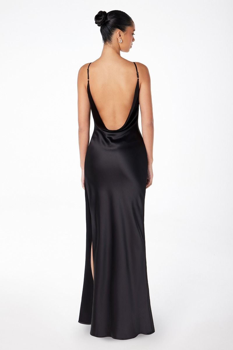 Ladivine T2000 - Low Cowl Back Long Formal Dress Prom Dresses in Black