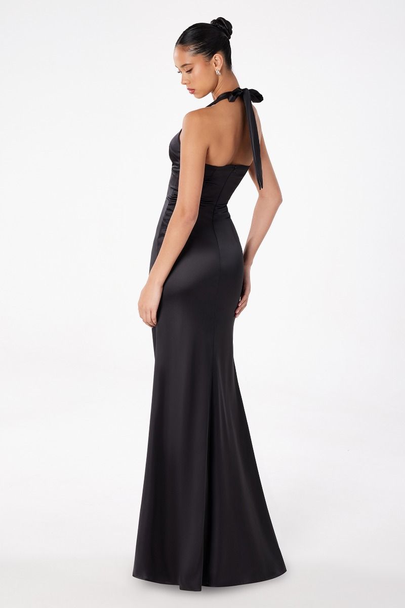 Ladivine T2001 - Halter Empire Satin Prom Dress Prom Dresses in Mauve