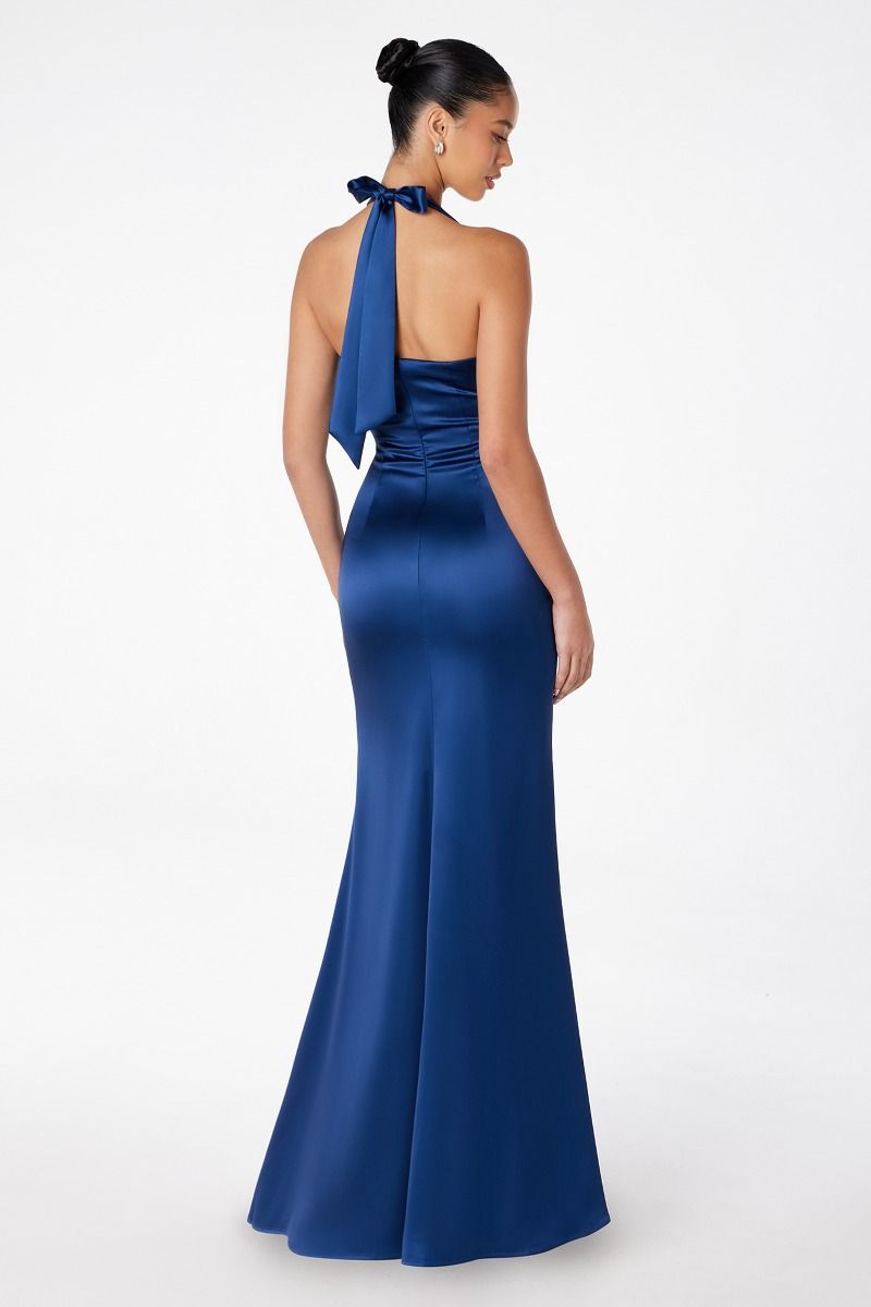 Ladivine T2001 - Halter Empire Satin Prom Dress Prom Dresses in Black