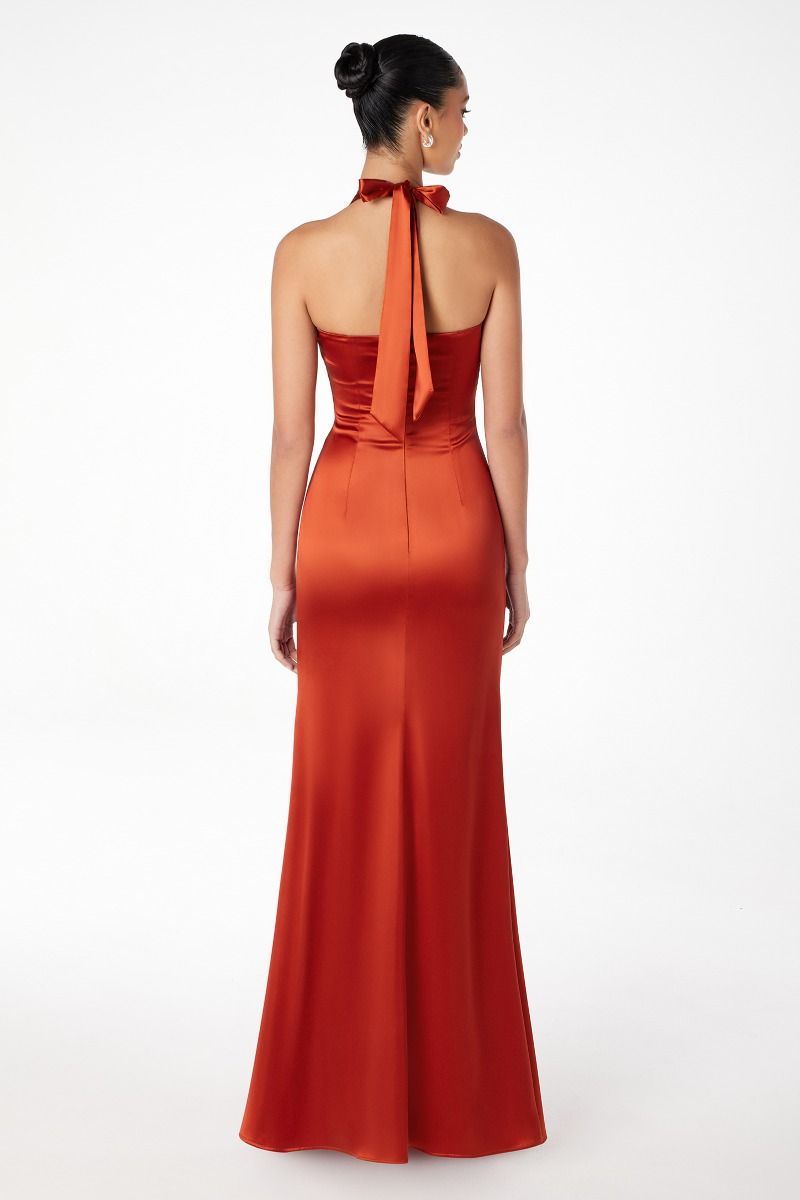 Ladivine T2001 - Halter Empire Satin Prom Dress Prom Dresses in Navy