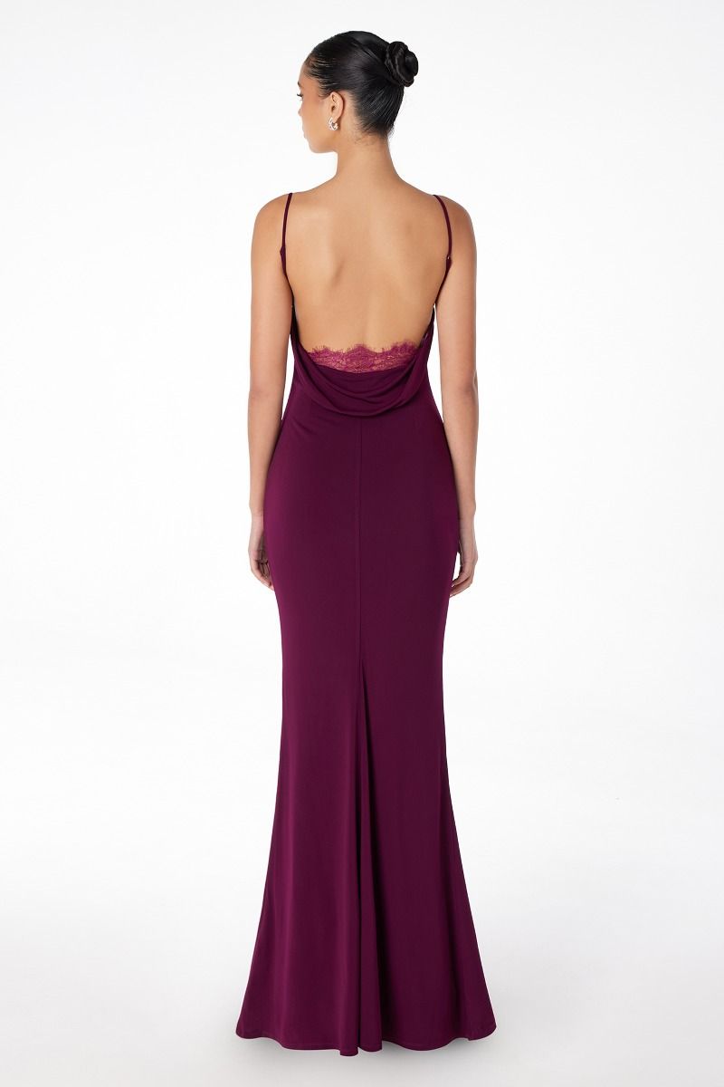 Ladivine T2008 - Cowl Neck Mermaid Gown In Red