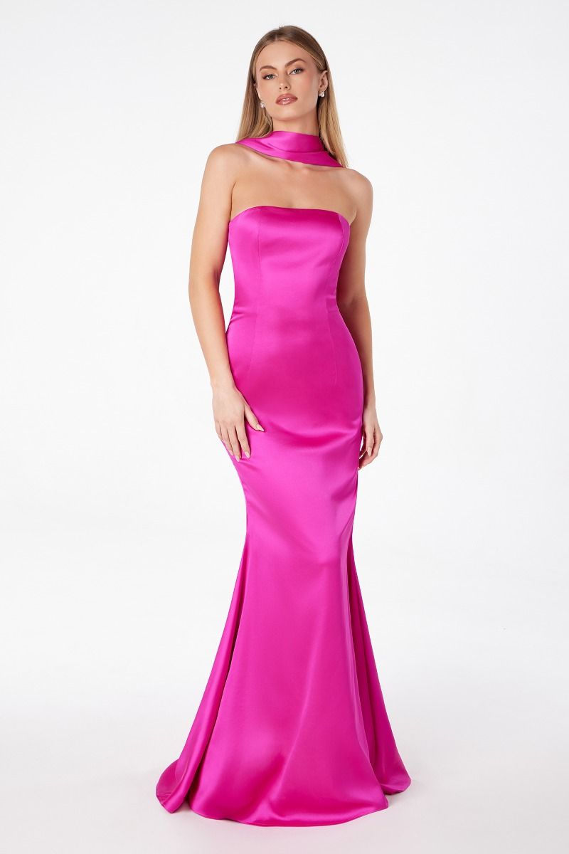 Ladivine T2012 - Strapless Satin Mermaid Gown Prom Dresses in Black