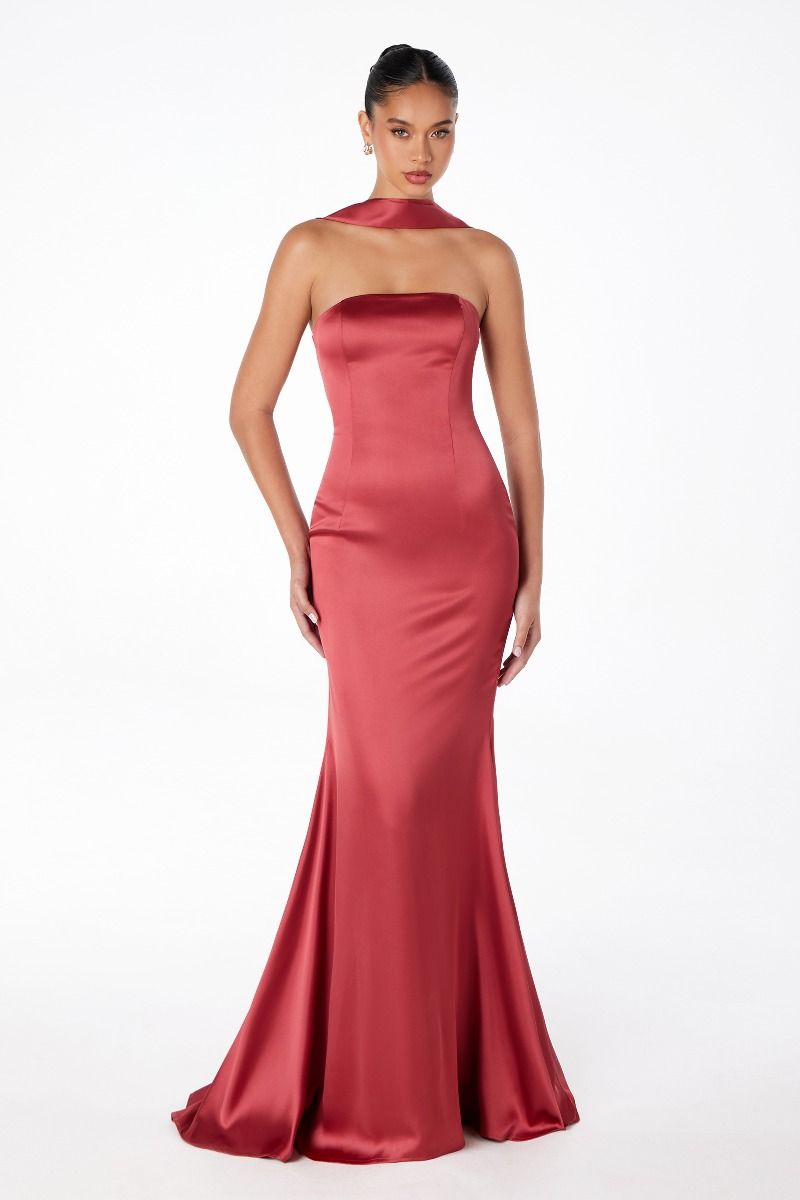 Ladivine T2012 - Strapless Satin Mermaid Gown Prom Dresses in Black