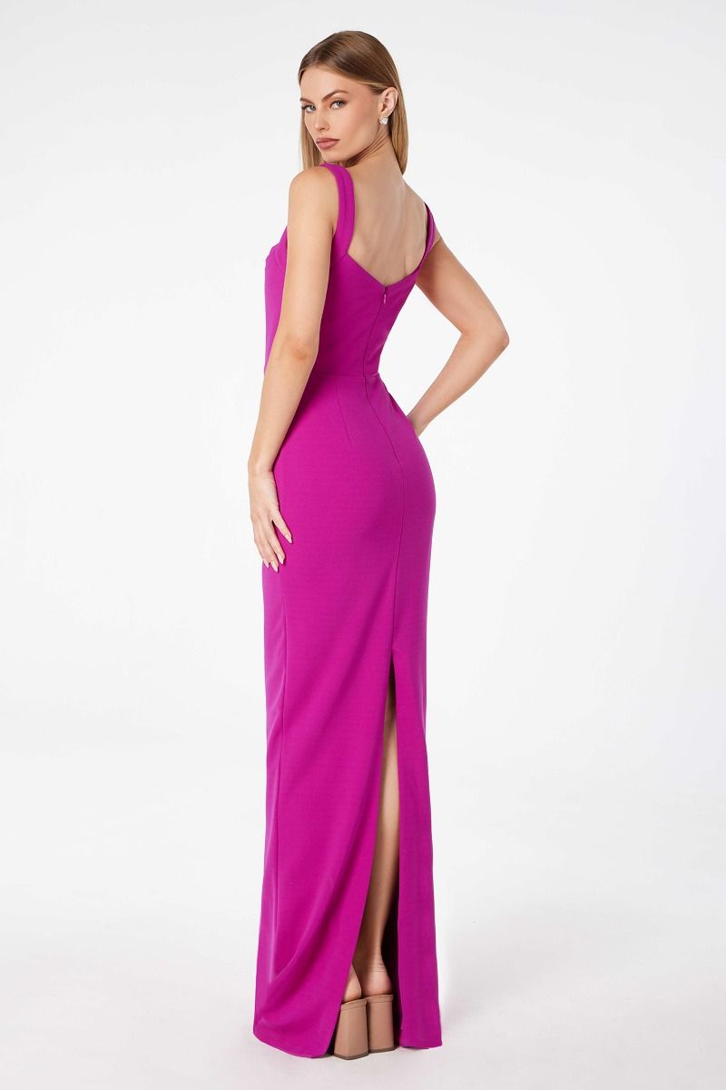Ladivine T3000 - Crepe Sleeveless Sheath Long Dress Prom Dresses in Black