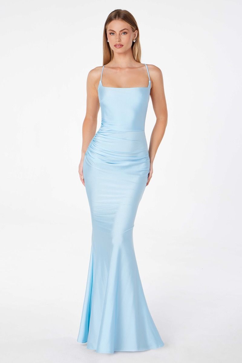 Ladivine T3001 - Lace-Up Back Sheath Formal Dress Prom Dresses in Black