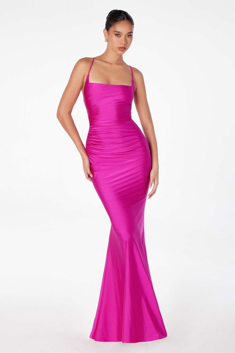 Ladivine T3001 - Lace-Up Back Sheath Formal Dress Prom Dresses in Black