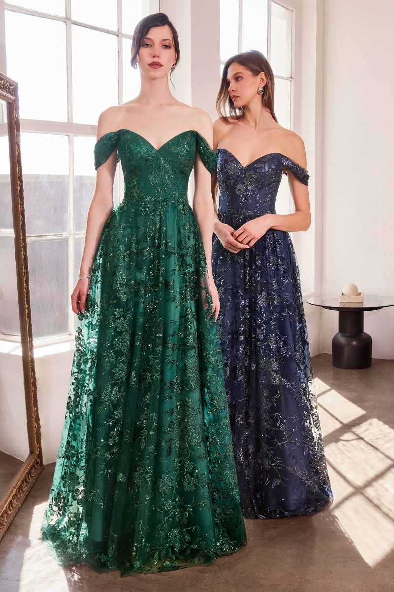 Amoris by Ladivine T607 - Sweetheart Off-Shoulder Formal Dress In Green