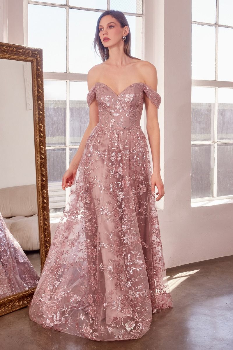 Amoris by Ladivine T607 - Sweetheart Off-Shoulder Formal Dress In Pink