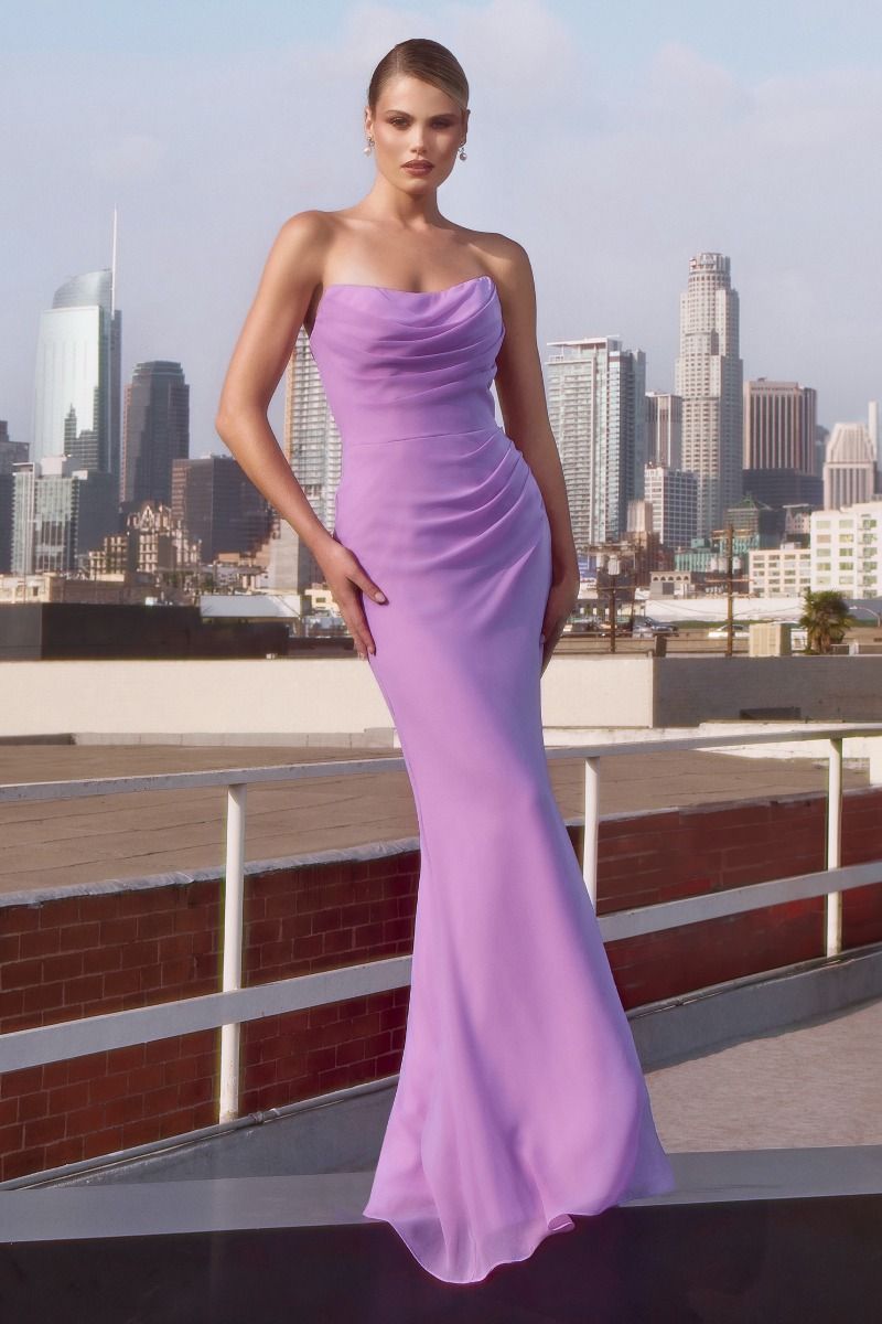 Amoris by Ladivine T702 - Fitted Strapless Evening Dress