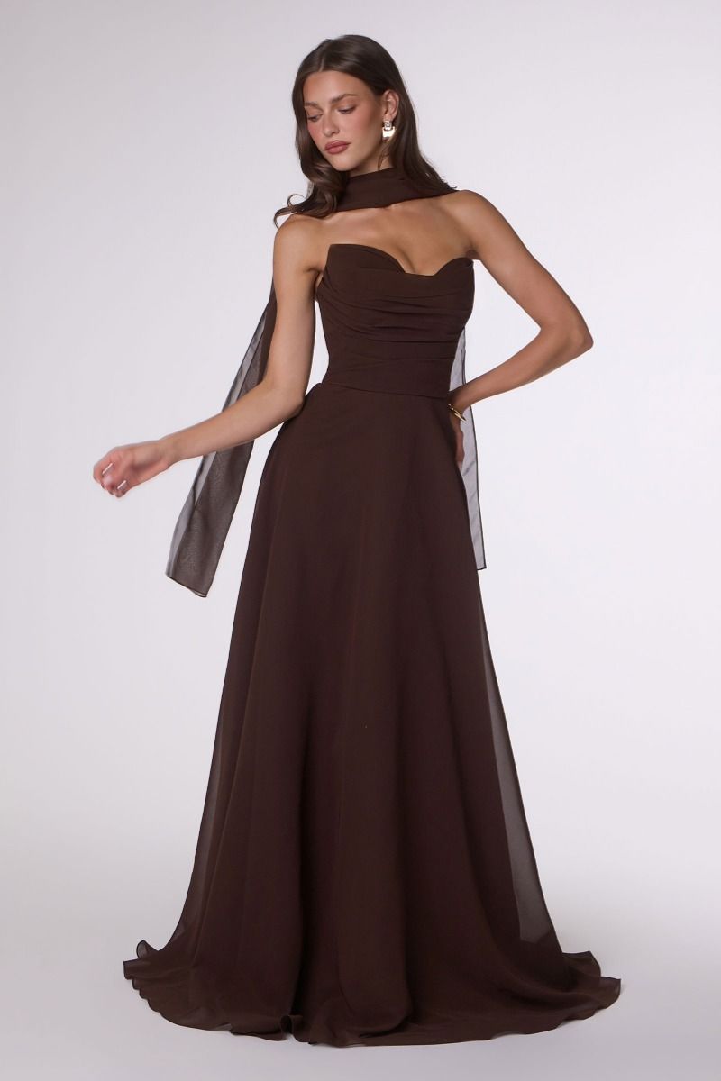 Amoris by Ladivine T703 - Strapless Lace-Up back A-Line Gown