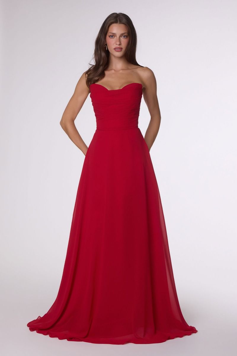 Amoris by Ladivine T703 - Strapless Lace-Up back A-Line Gown