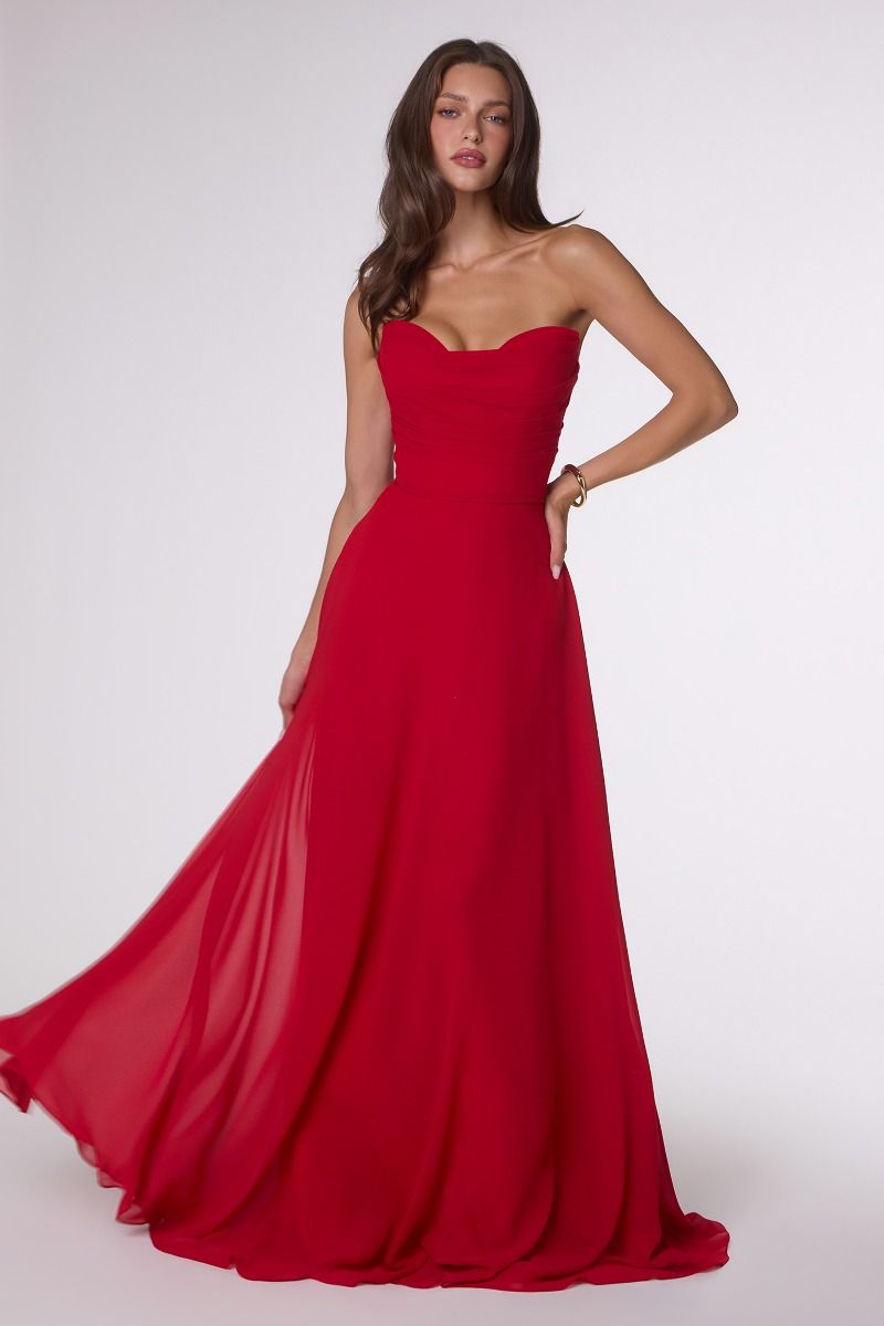 Amoris by Ladivine T703 - Strapless Lace-Up back A-Line Gown