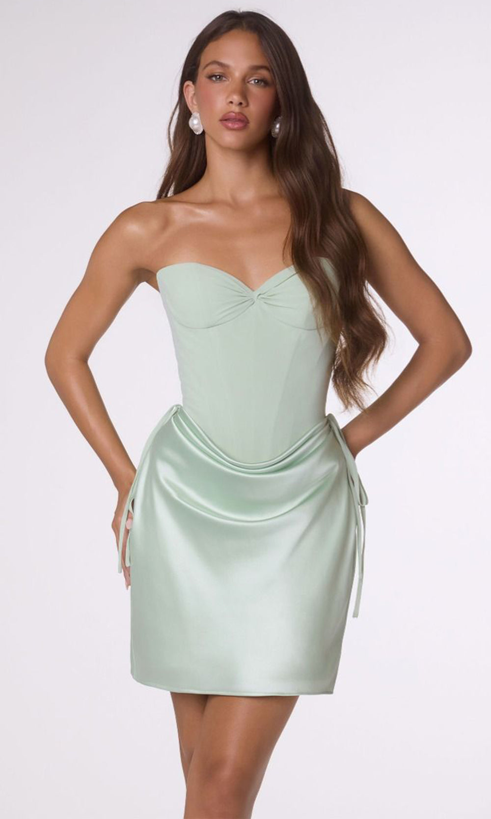 Amoris by Ladivine T746 - Structured Bodice Lace-Up Mini Dress