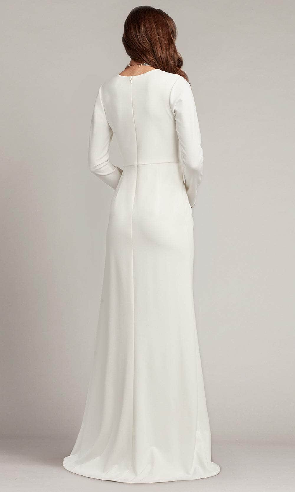 Tadashi Shoji BOS20704LBR - Kleiman Crepe Sheath Cascading Drape Gown Mother Of The Bride Dresses