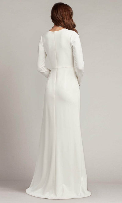 Tadashi Shoji BOS20704LBR - Kleiman Crepe Sheath Cascading Drape Gown Mother Of The Bride Dresses