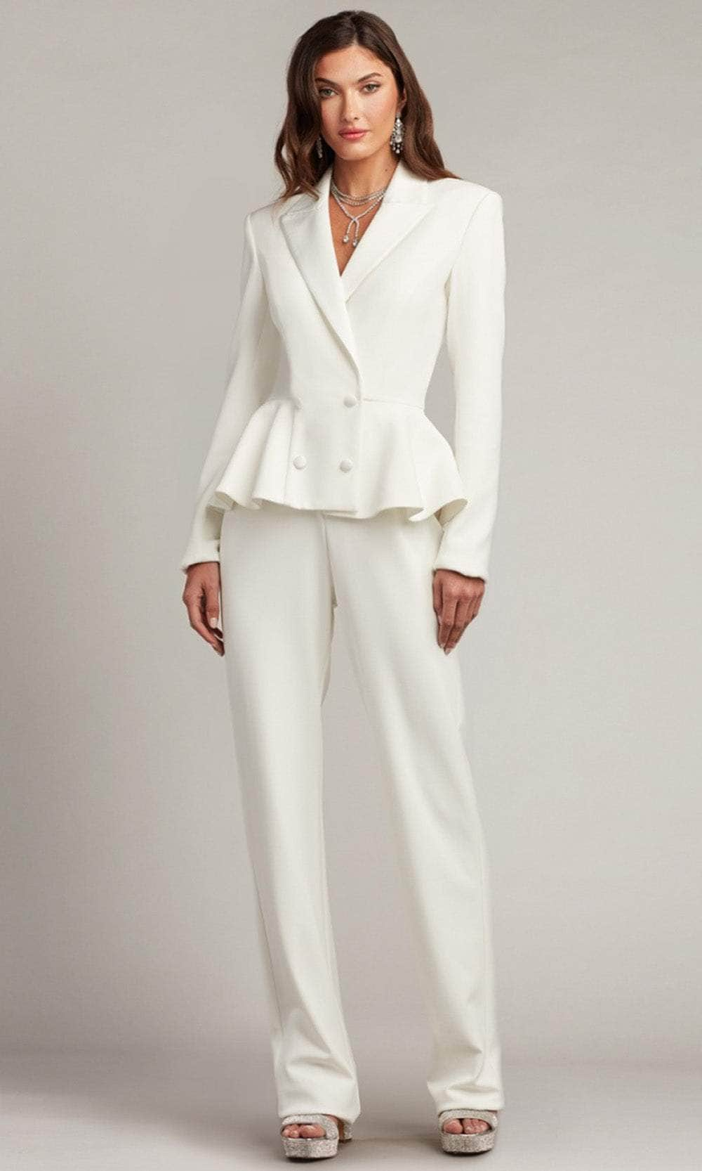 Tadashi Shoji BOS23303YBR - Satin Long Sleeve Jumpsuit Formal Pantsuits