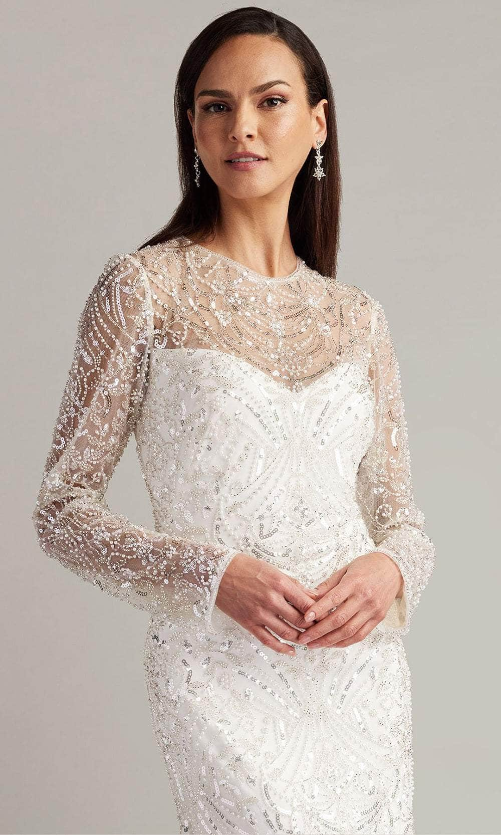 Tadashi Shoji CCY23412LBR - Long Sleeve Beaded Bridal Gown Wedding Dresses