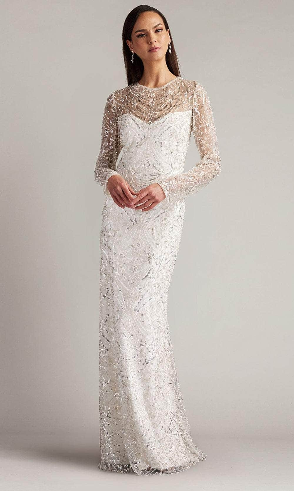 Tadashi Shoji CCY23412LBR - Long Sleeve Beaded Bridal Gown Wedding Dresses