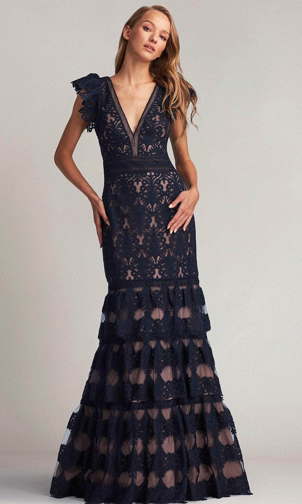 sho by tadashi shoji plunge neck tiered ruffle cocktail dress Plunge Neck Tiered Ruffle Cocktail Dress (Women)