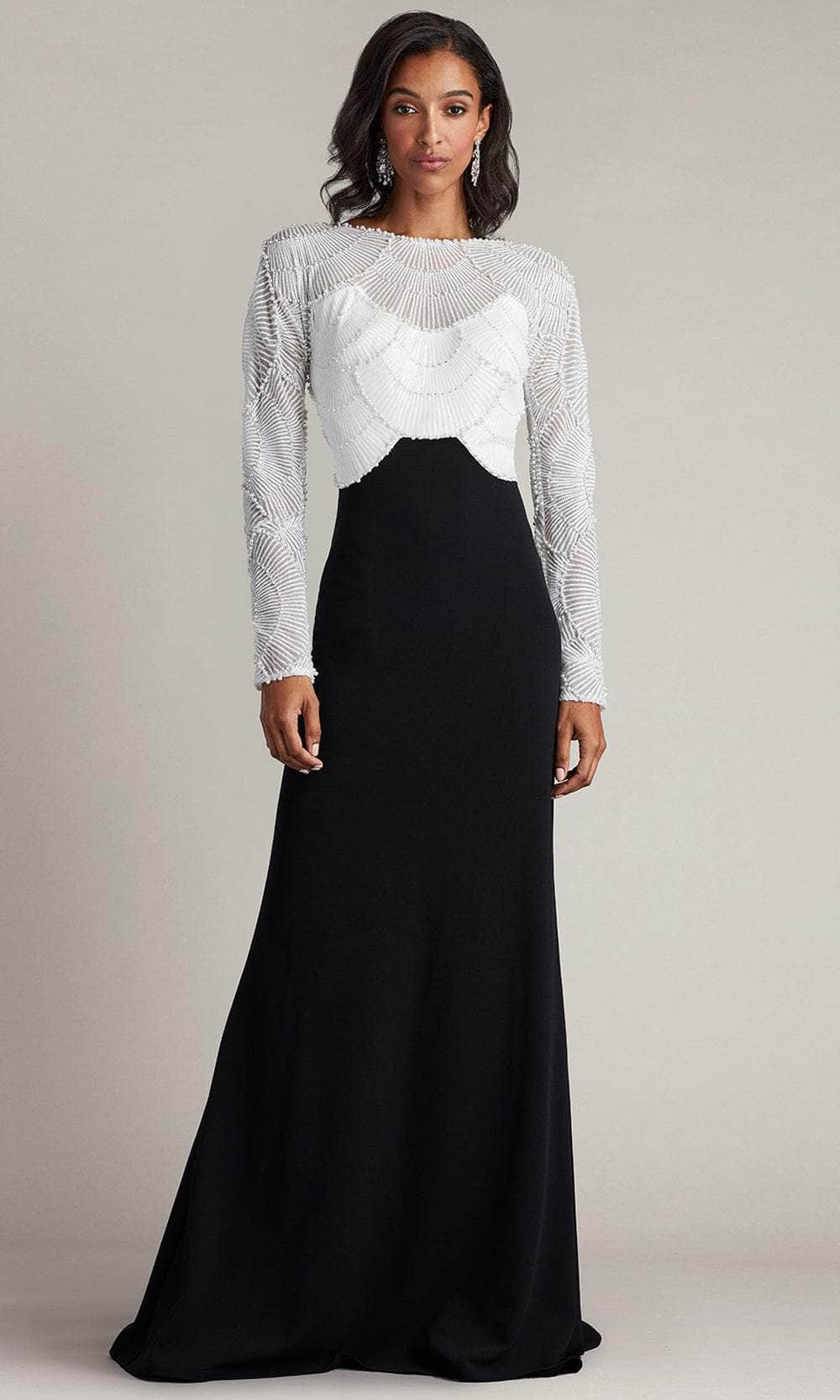 Tadashi Shoji CFK24424L - Long Sleeve Embellished Gown Mother of the Bride Dresses 0 / Ivory/Black