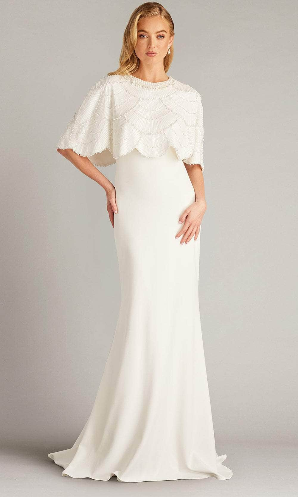 Tadashi Shoji CFK24427LBR - Embellished Cape Sleeve Bridal Gown Bridal Dresses