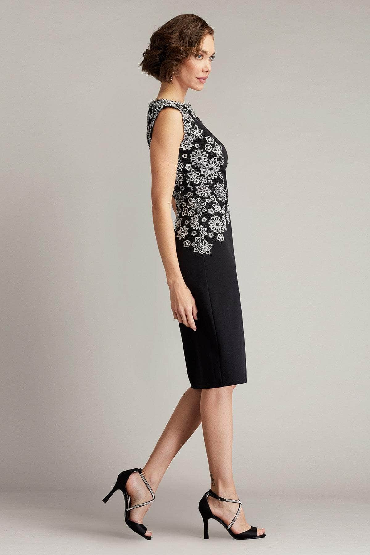 tadashi shoji floral cocktail dress Tadashi Shoji Bodycon Floral-Print Ruffle Dress, Blackblue Floral, Women's, XL, Cocktail & Party Wedding Guest Dresses Bodycon Dresses