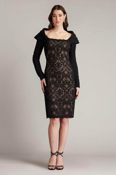 Tadashi Shoji CGC24684M - Knee Length Lace Dress Homecoming Dresses 0 / Black/Nude