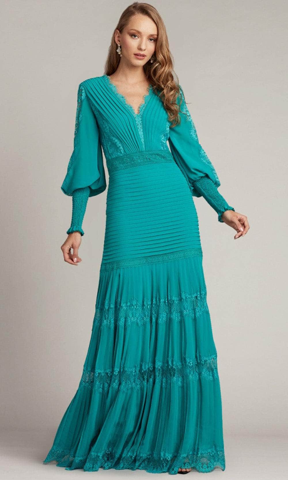Tadashi Shoji YV21070L - V-Neck Bishop Sleeve Evening Gown Special Occasion Dress