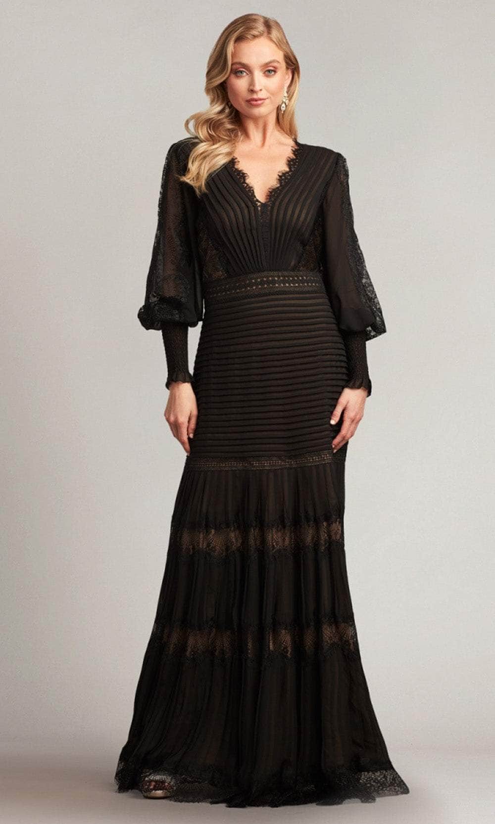 Tadashi Shoji YV21070L - V-Neck Bishop Sleeve Evening Gown Special Occasion Dress
