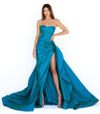 Tarik Ediz - 50868 Strapless Sweetheart Pleated Bodice High Slit Gown Evening Dresses
