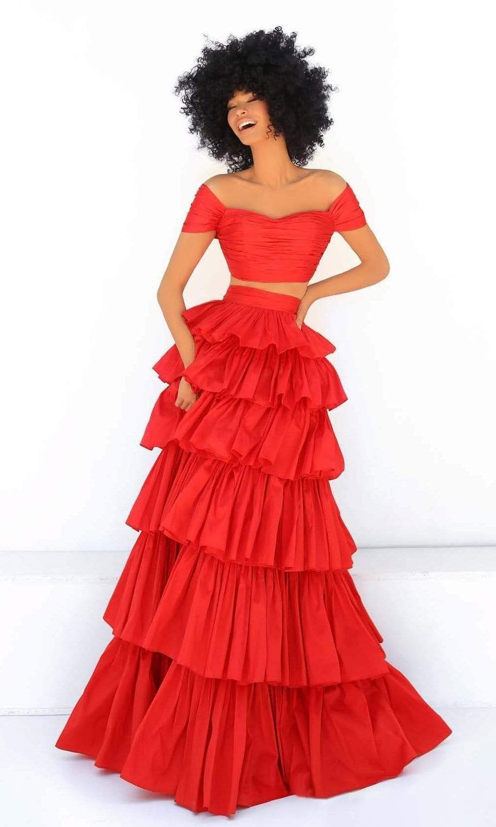 Tarik Ediz - 51007 Two-Piece Tiered A-Line Gown Prom Dresses