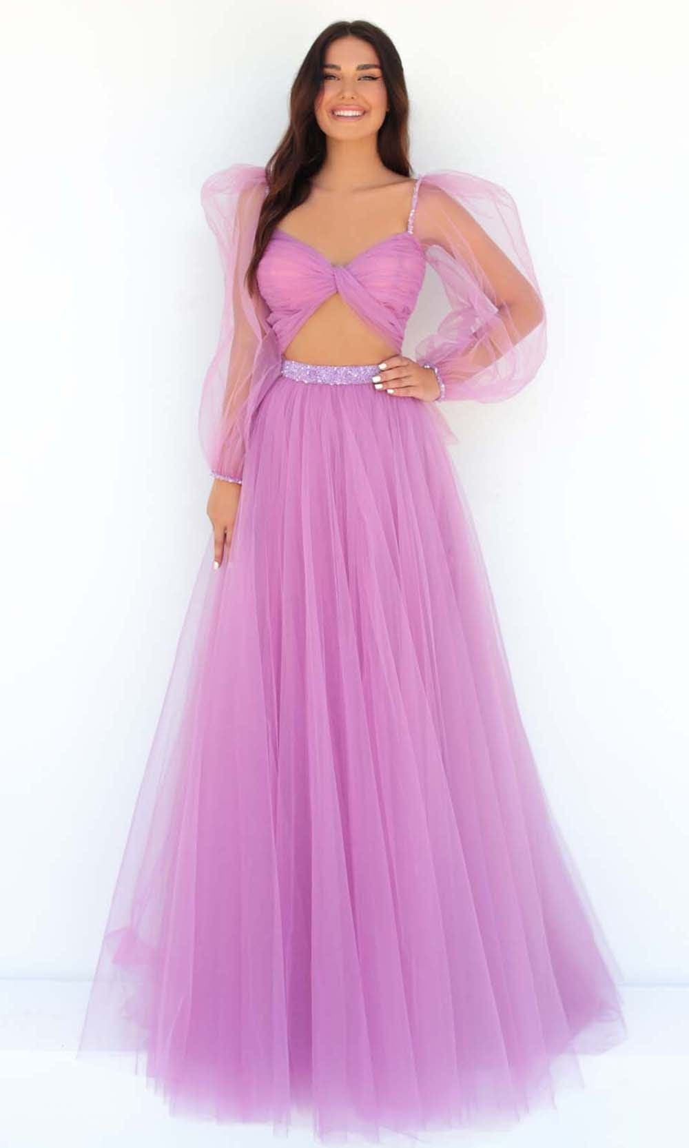 Tarik Ediz - 51037 Sheer Bishop Sleeve Tulle Gown Prom Dresses