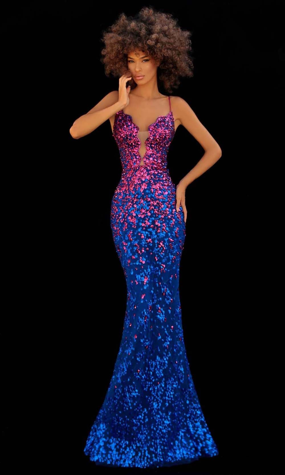 Tarik Ediz - 51049 Scallop Plunge Sequin Gown Prom Dresses
