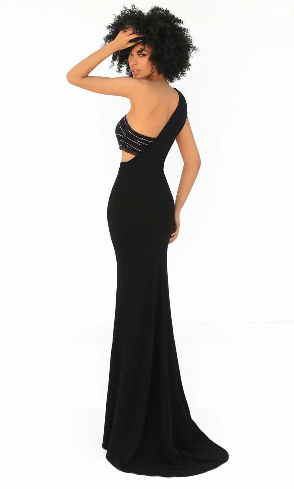 Tarik Ediz - 51058 Embellished Asymmetrical Evening Dress Evening Dresses