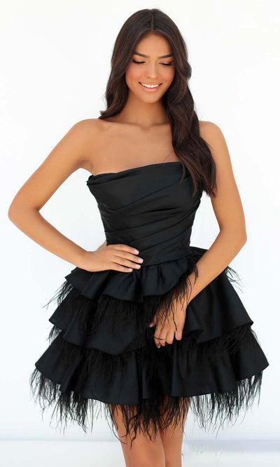 Tarik Ediz - 51090 Strapless Feather-Trimmed Dress Special Occasion Dress