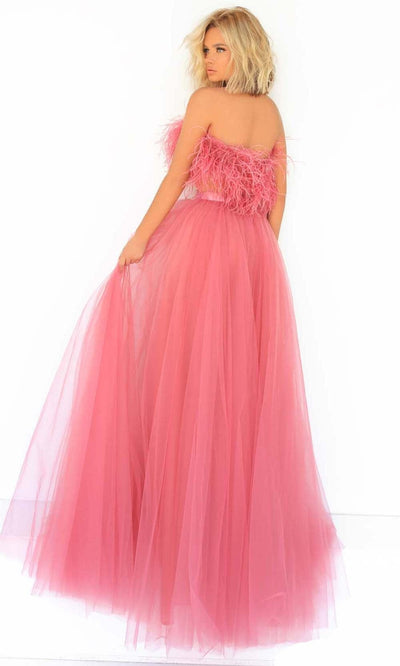 Tarik Ediz - 51099 Two-Piece Feather Accent Tulle Gown Prom Dresses