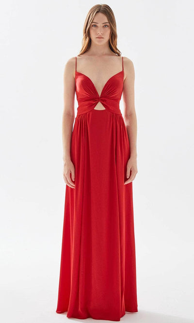 Tarik Ediz 52005 - Butterfly Motif A-line Soft Dress Evening Dresses 00 / Red