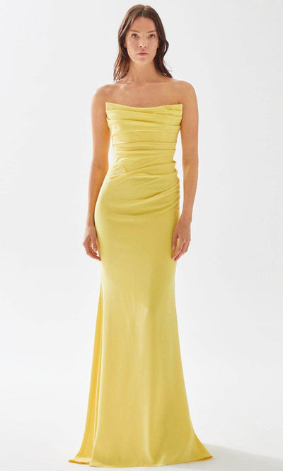 Tarik Ediz 52017 - Strapless Sheath Prom Dress Special Occasion Dress 00 / Yellow
