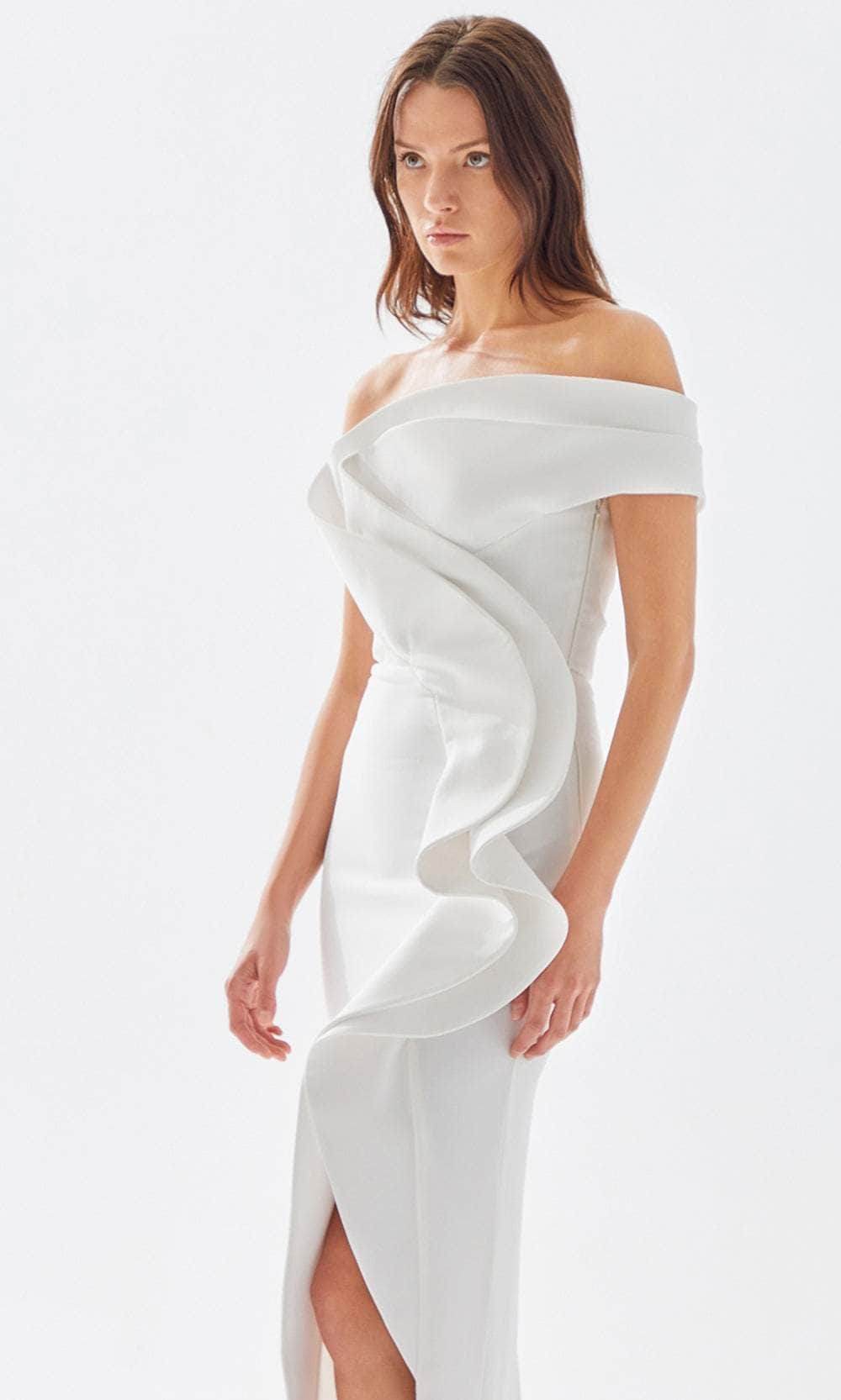 Tarik Ediz 52029 - Asymmetrical Ruffled Prom Dress Prom Dresses