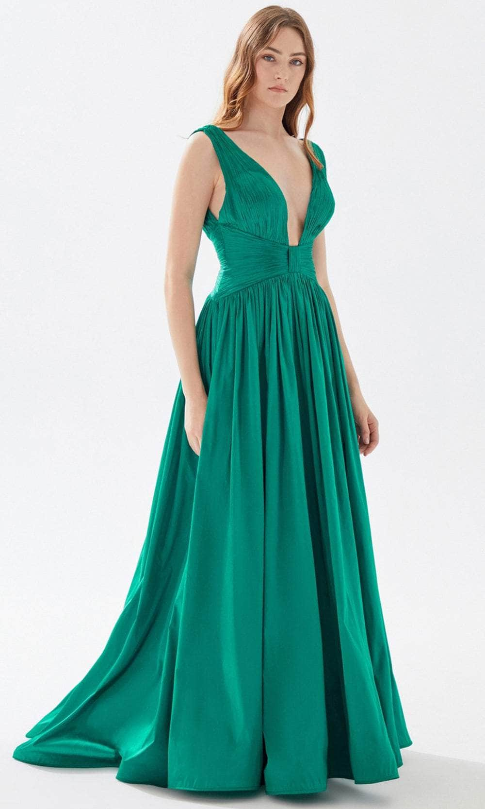 Tarik Ediz 52062 - Ruched Provocative Taffeta Gown Prom Dresses