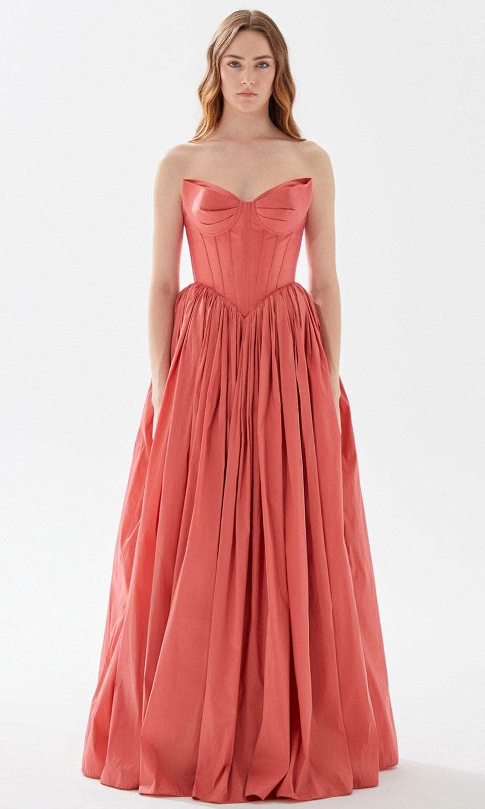 Tarik Ediz 52069 - Bustier A-Line Prom Dress Prom Dresses 00 / Terracota