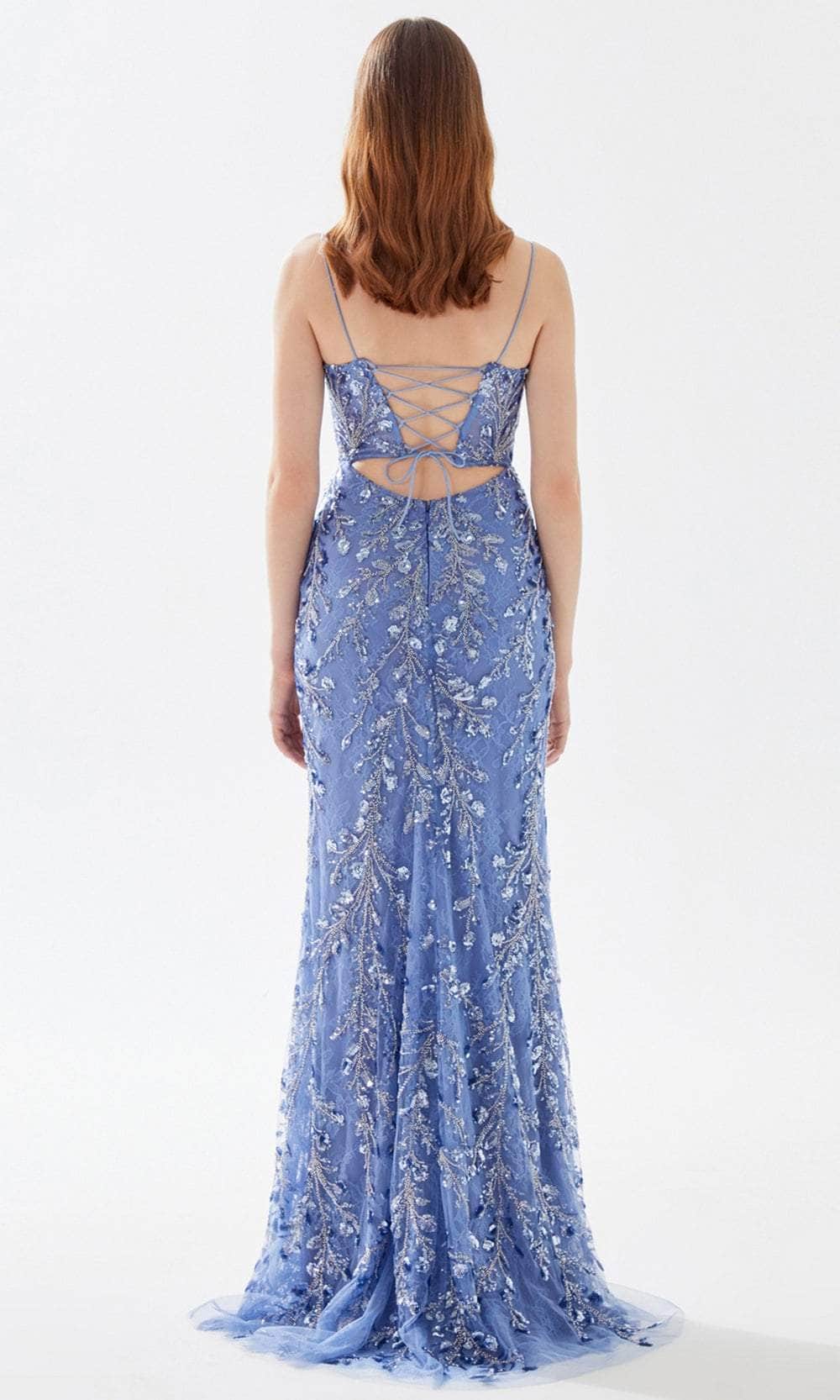 Tarik Ediz 52106 - Straight-Across Beaded Lace Prom Gown Prom Dresses
