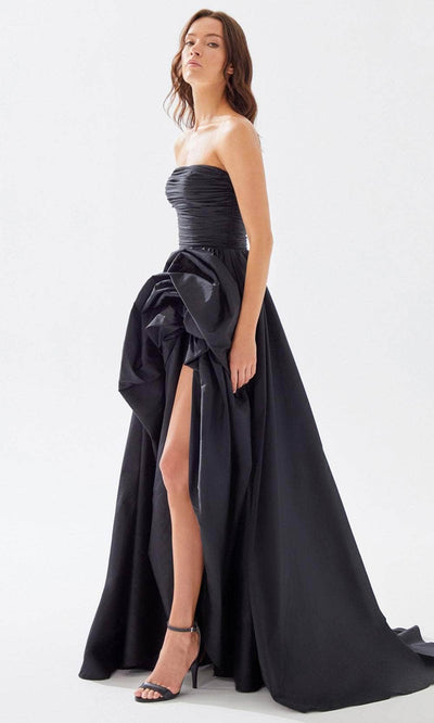 Tarik Ediz 52118 - Rosette Detailed A-Line Prom Dress Prom Dresses
