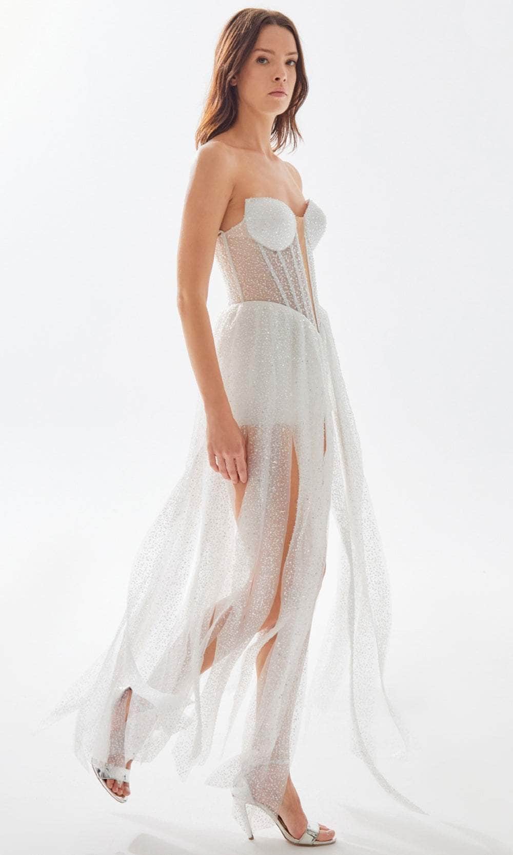 Tarik Ediz 52131 - Beaded Sheer Strapless Dress Evening Dresses