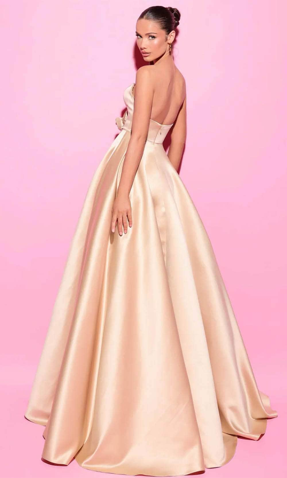 Tarik Ediz 54203 - Strapless Applique Evening Gown Prom Dresses