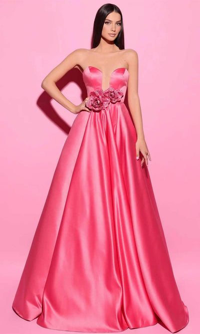 Tarik Ediz 54203 - Strapless Applique Evening Gown Prom Dresses