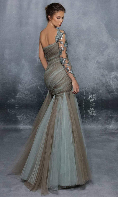 Tarik Ediz - 96008 Asymmetrical Trumpet Evening Dress Evening Dresses