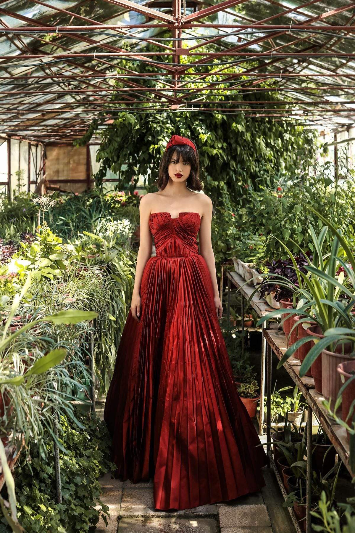 Tarik Ediz - 96047 Strapless Ruched Pleated Taffeta A-Line Gown Prom Dresses