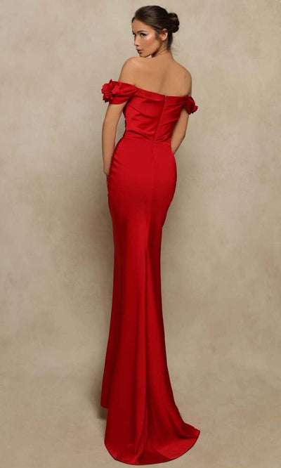 Tarik Ediz - 98016 Off Shoulder Floral Sleeve Evening Gown Evening Dresses