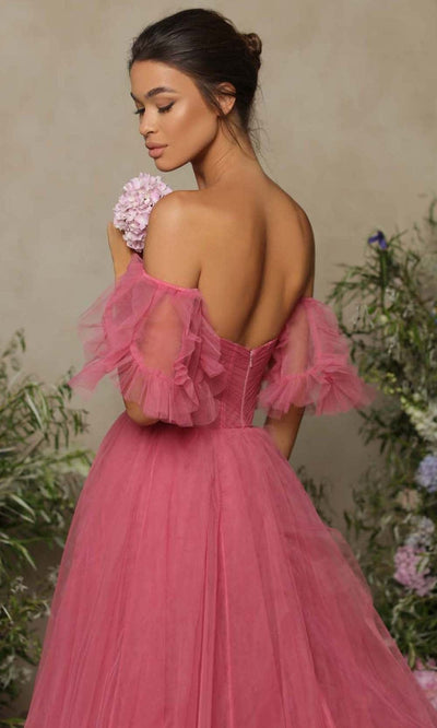 Tarik Ediz - 98037 Off Shoulder Tulle Enchanting Gown Evening Dresses